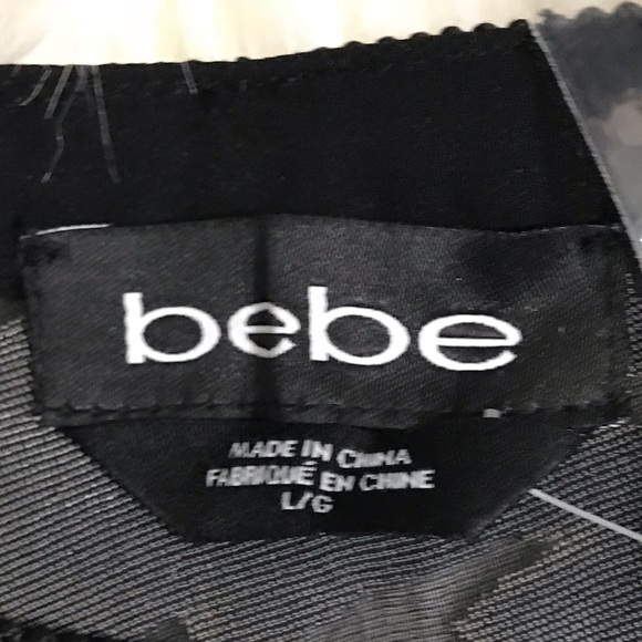 Bebe Black Sheer & Velvet Top Size L 102 - Picture 6 of 8